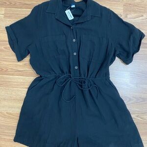 Old Navy Black Button-Up Romper
